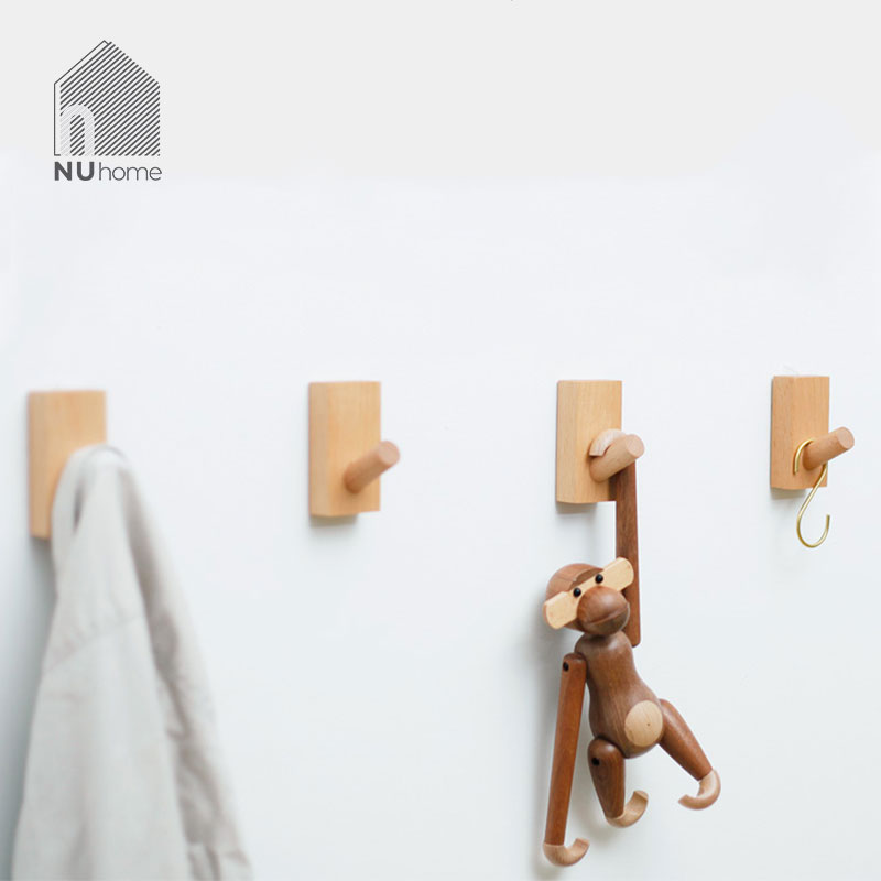 Móc Treo Tường Móc Gỗ Gắn Tường Mang Phong Cách Hàn Quốc gỗ thông tự nhiên