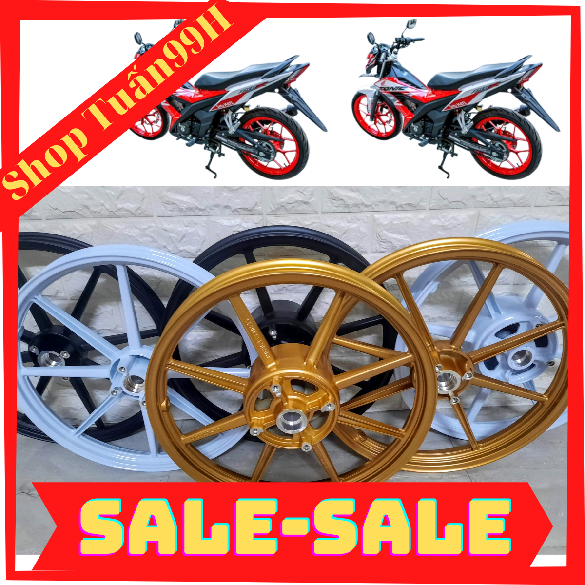 Mâm 8 cây kiểu như RCB dành cho Sonic 150 bản nhỏ 1.4 và 1.6