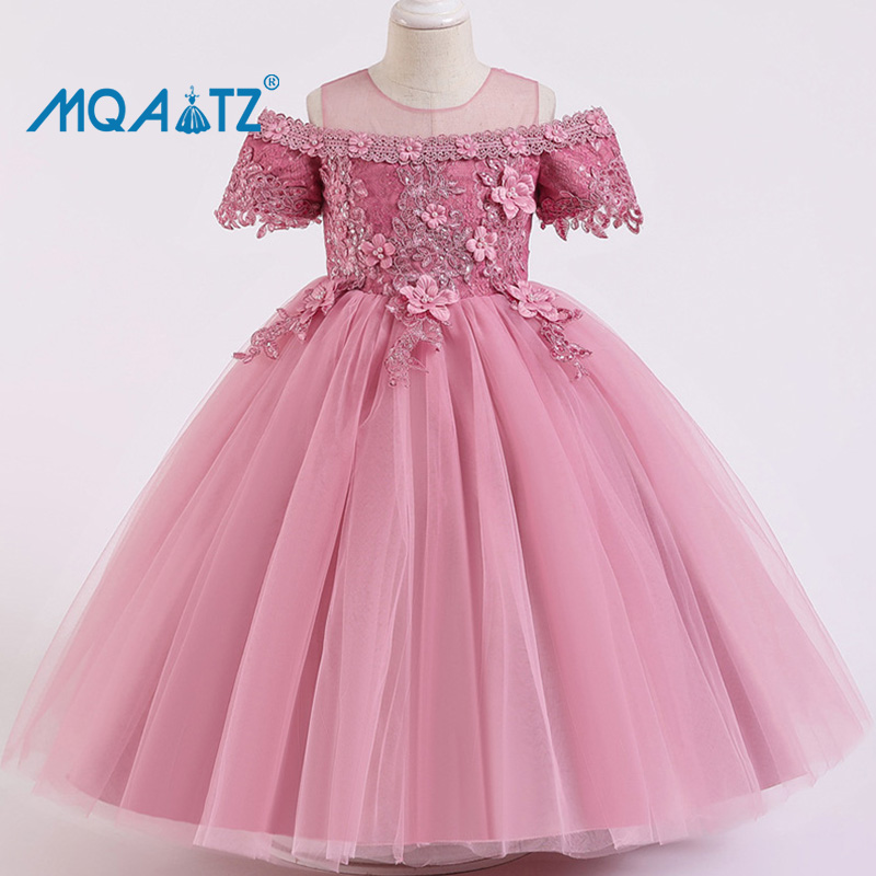Mqatz đầm dài phù dâu buổi tối cho thiếu niên cho bé gái quần áo trẻ em tiệc cưới hoa công chúa trẻ em 3-12 tuổi 2173