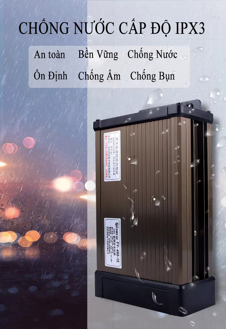 Nguồn led 12v 400w vỏ nhôm ngoài trời, nguồn 12v 33a 400w ngoài trời nguồn led 12v 400w vỏ nhôm chống nước, nguồn 12v 33a 400w ngoài trời