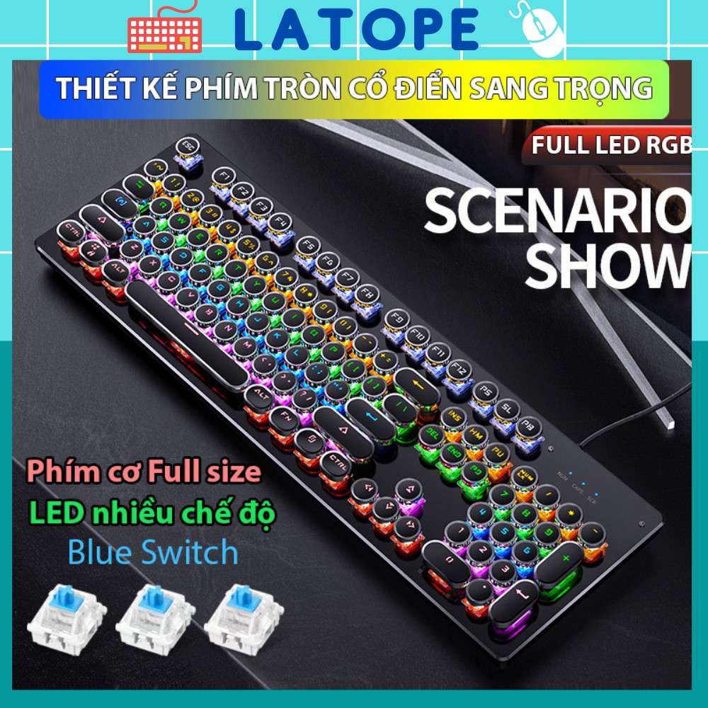 Bàn phím cơ Latope Bàn phím máy tính laptop gaming Full LED RGB T907