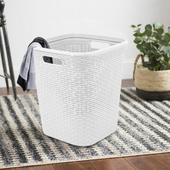 HomeBase PLIM Giỏ đựng quần áo, đựng đồ bằng nhựa Thái Lan W42xD42xH45.5cm trắng