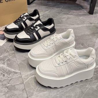 Giày thể thao nữ thoáng khí đế cao 7cm cao cấp, chất da mềm, Giày sneaker nữ độn đế cao cấp