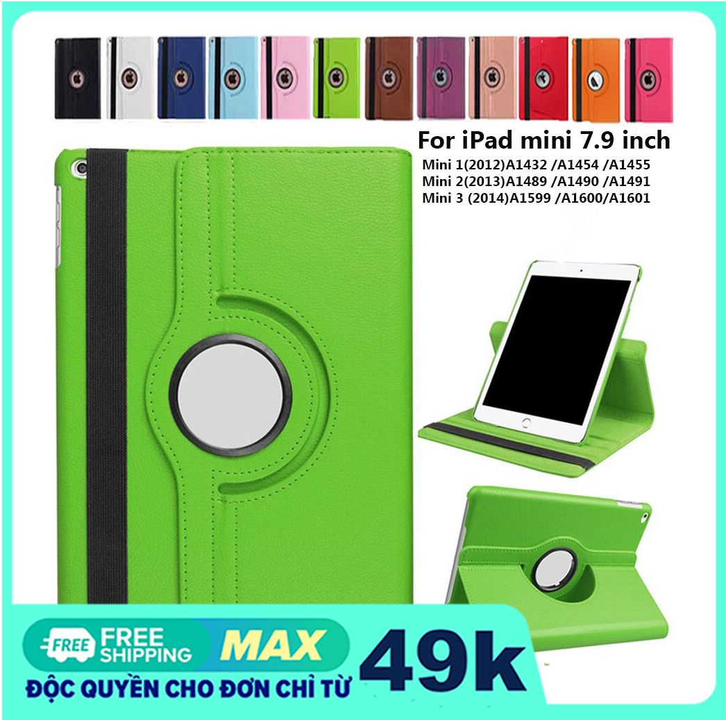 Bao da ipad mini 1, ipad mini 2 , ipad mini 3 nhiều màu giá rẻ xoay 360 độ