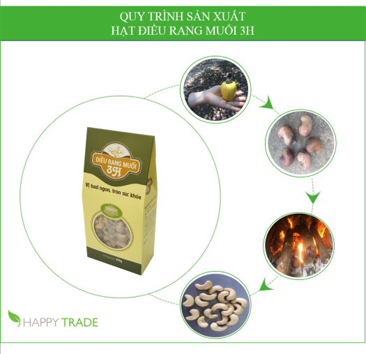 Hạt điều rang muối vỏ lụa 3H 100% nguyên chất (hộp 450g)