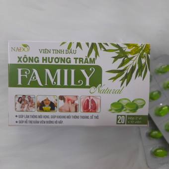 Viên xông hương tràm, tinh dầu bạc hà, tinh dầu khuynh diệp Family (hộp 20 viên)