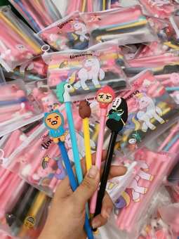 Set 20 bút bi nước cute nhiều màu nhiều mẫu kèm túi