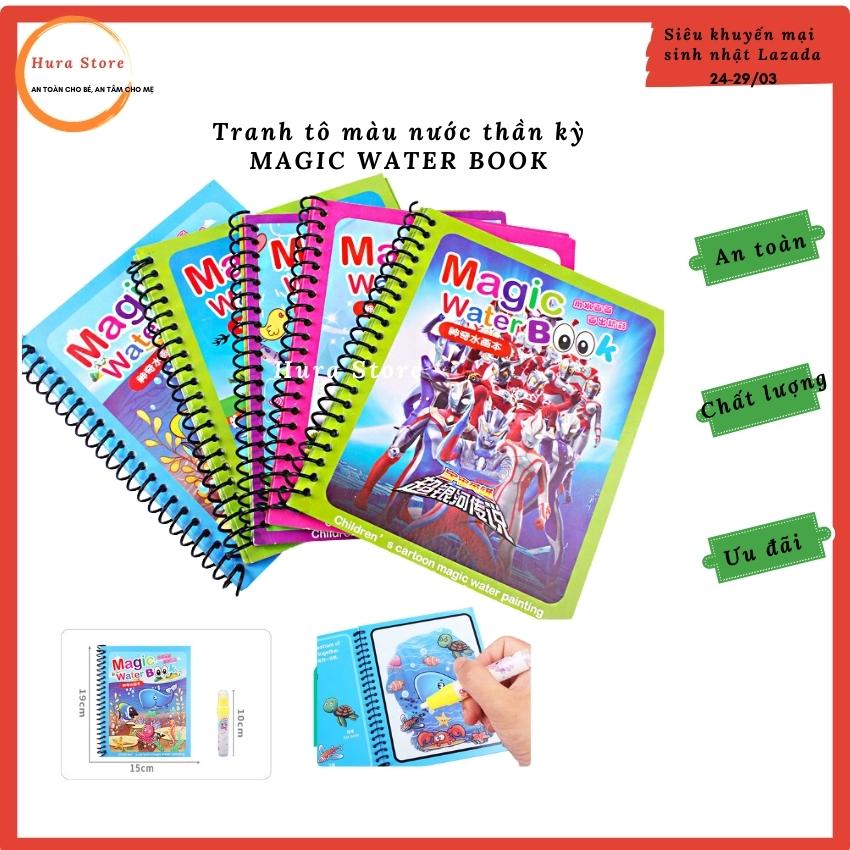 [Freeship+combo 5 quyển]tranh tô màu nước thần kỳ tập tô màu nước ma thuật sử dụng nhiều lần không dính bẩn tay bé, đa dạng các chủ đề - Hura Kid