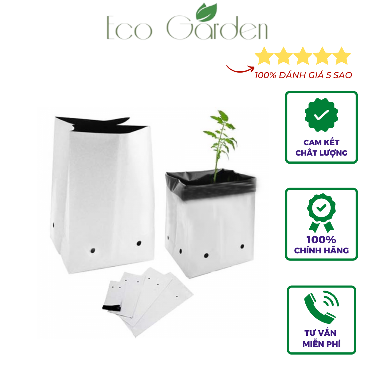 1Kg túi PE trồng cây, túi trồng rau, túi trồng dưa lưới 2 lớp nilon trắng đen