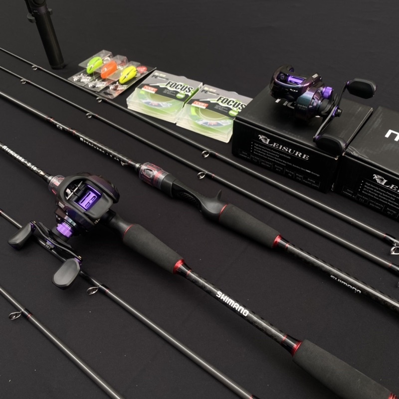 Bộ cần lure chất lượng , cần shimano attacker + máy noeby k7 full phụ kiện - đồ câu đinh thắng