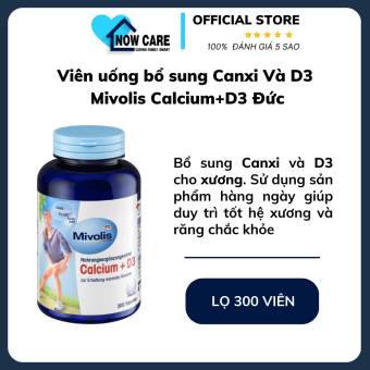 Viên uống bổ sung canxi và D3 Mivolis Calcium+D3 Đức lọ 300 viên