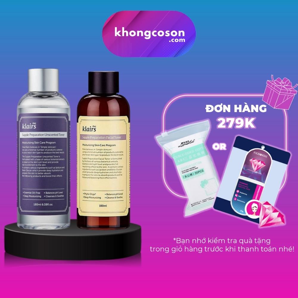 Toner Nước Hoa Hồng Dear, Klairs Dưỡng Ẩm Cân Bằng Da Supple Preparation Unscented, Supple Preparation Facial 180ml - Khongcoson