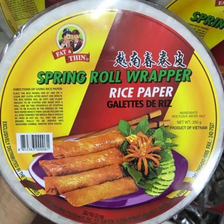 FAT & THIN SPRING ROLL WRAPPER RICE PAPER REGULAR 250G