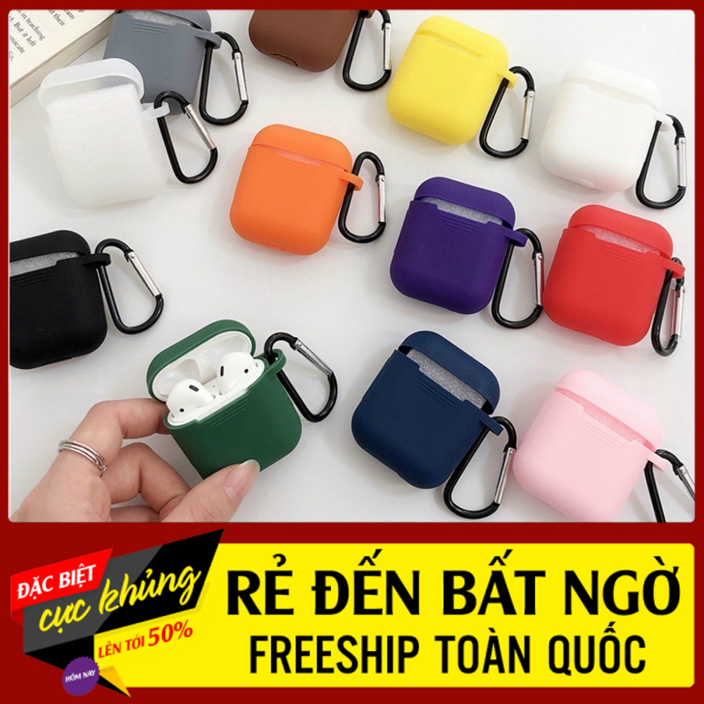 Vỏ Bao silicon dẻo trơn đựng tai nghe không dây nhiều màu thời trang Case airpod 1 2