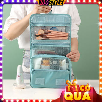 Túi Đựng Mỹ Phẩm Có Móc Treo Bản Màu Trơn - 100style