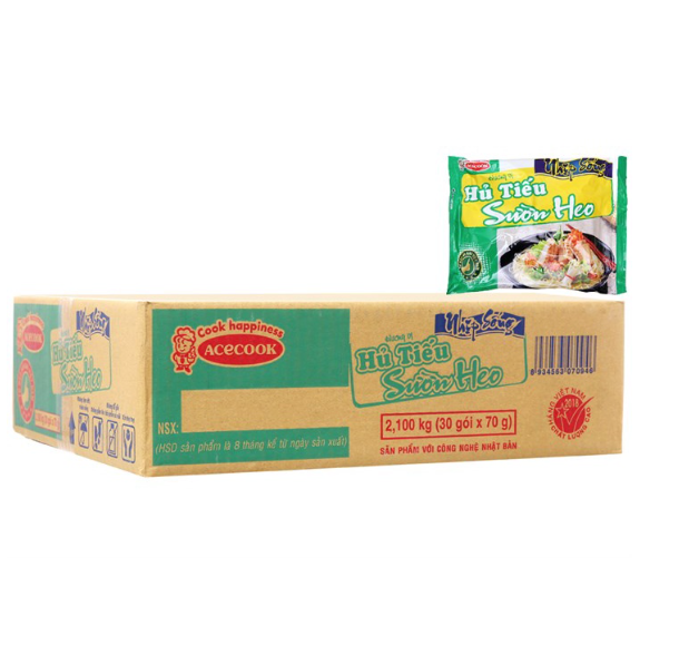 Hủ tiếu nhịp sống vị sườn heo acecook thùng 30 gói x 70gr/gói