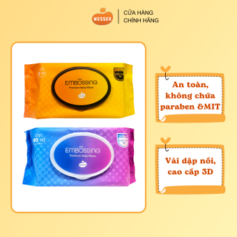 Khăn giấy ướt cao cấp Wesser 80 tờ/72 tờ ( Bao bì mới )