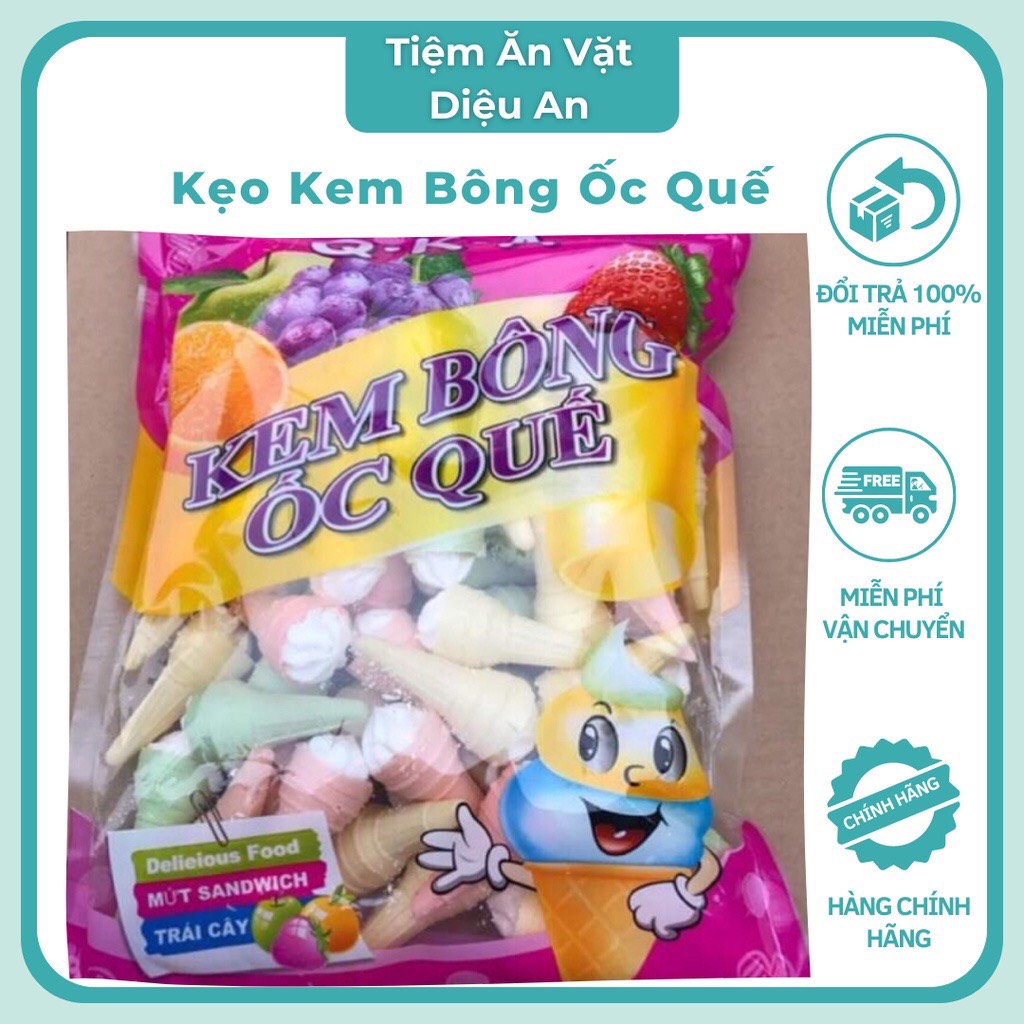Kẹo kem bông ốc quế ❤️ freeship ❤️ kẹo kem bông gói 280g - đồ ăn vặt tuổi thơ