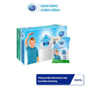 Thùng 24 Bịch Sữa Dutch Lady Cô Gái Hà Lan Cao Khỏe Có Đường 180ml (24x180ml)
