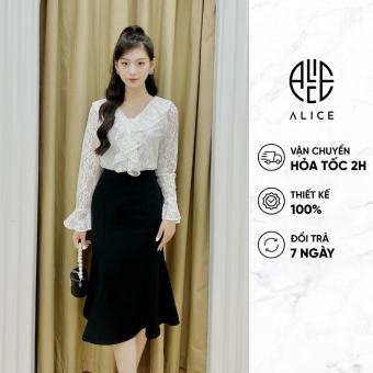 Set Váy Công Sở Áo Sơ Mi Ren Cổ Bèo Chân Váy Đuôi Cá ALICE Chất Vải Cao Cấp Kiểu Dáng Thanh Lịch Sang Trọng S1039