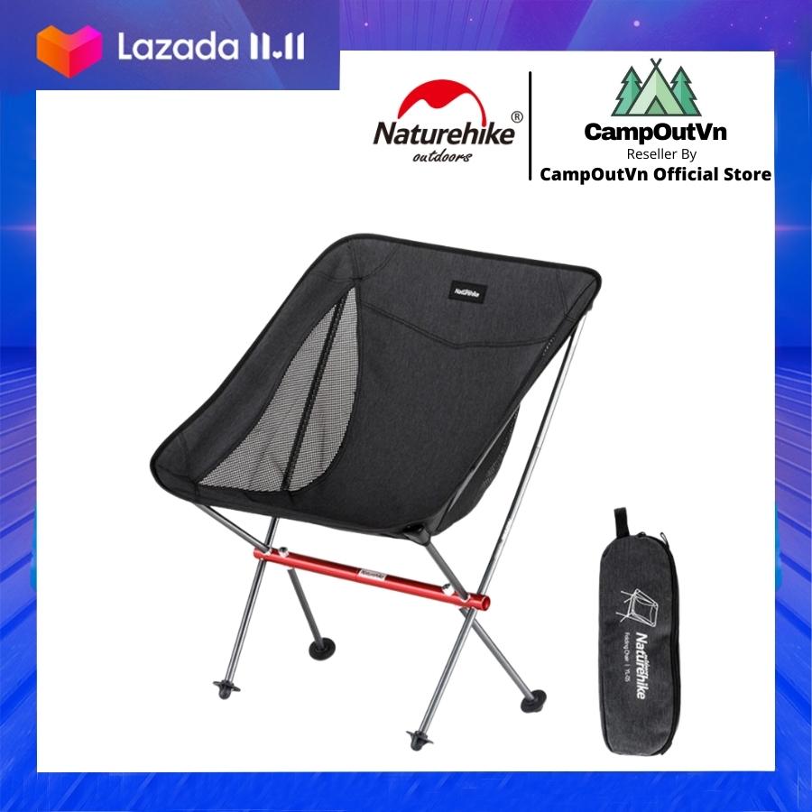 Naturehike ghế xếp du lịch naturehike campoutvn đồ cắm trại dã ngoại du lịch thư giãn ghế gấp câu cá đen nhôm 2019 NH18Y050-Z A041