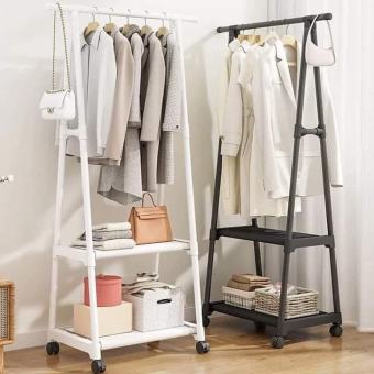 Giá Treo Quần Áo Chữ A 3 Tầng 2 ngăn khung Thép Tĩnh Điện có bánh xe di chuyển tiện lợi