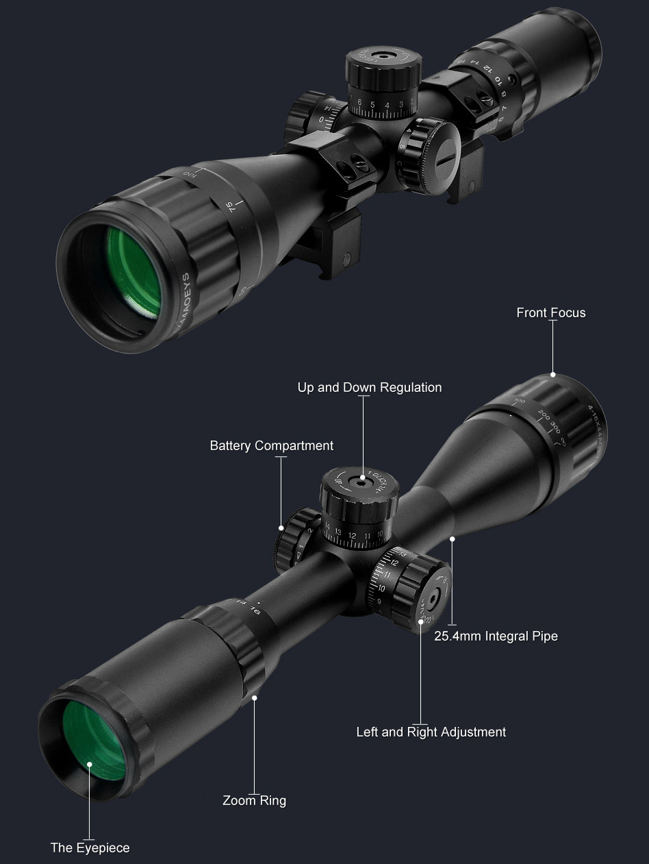รูปภาพเพิ่มเติมของ 100% Original BSA OPTICS กล้องส่องปืน ยุทธวิธี 4-16x44 ST Optic Cross Sight สีเขียวสีแดง Illted Optic ขอบเขต 11 มม./20mm คุณภาพสู กล้อ