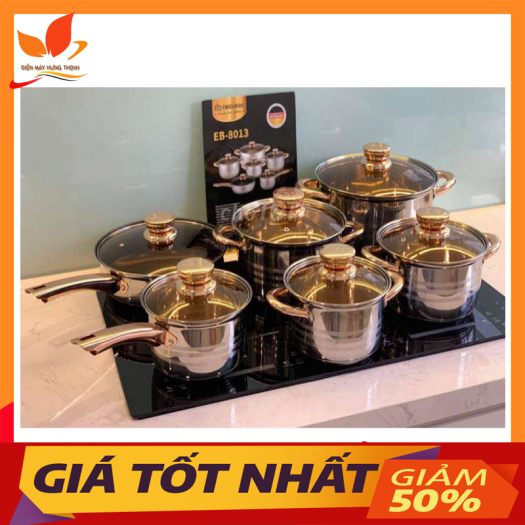 Bảo Hành 12TƯ Bộ nồi 6 món vung kính Engelberg EB-8013 (Đức
