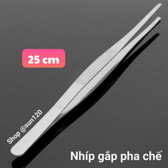 Nhíp gắp pha chế inox cocktail quầy bar decor 25 cm đa năng đầu nhỏ
