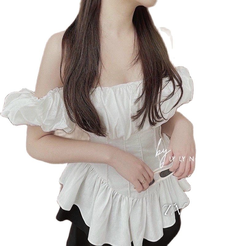 Áo cúp ngực phối bèo, vải kate dày, form dưới 50kg HOT#37