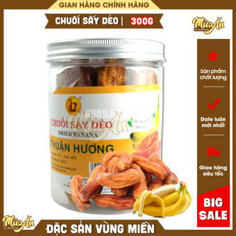 Chuối sấy dẻo không đường 300g, Chuối sấy nguyên quả vị ngọt tự nhiên của chuối không đường hoá học