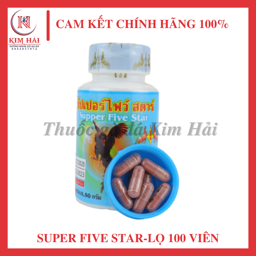 Super five star-[lọ 100v]-cho gà uống trực tiếp-Gà lên khung tay, nở khung xương, giúp gà tăng cường sức mạnh, giúp gà ăn ngon, ăn khỏe hơn..