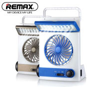 Remax Portable Solar Light Fan with LED Flashlight, Rechargeable