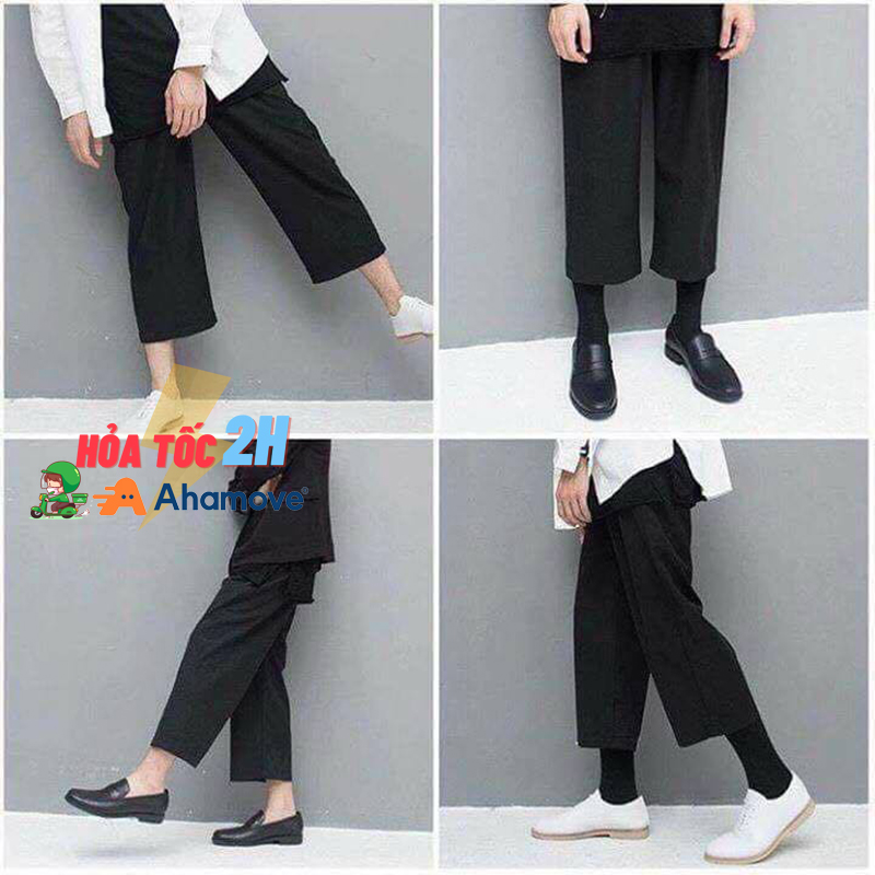 [HCM]Quần Culottes ống rộng nam nữ Unisex phối cùng yukata haori (Có bigsize 2XL3XL) - Lay Unisex