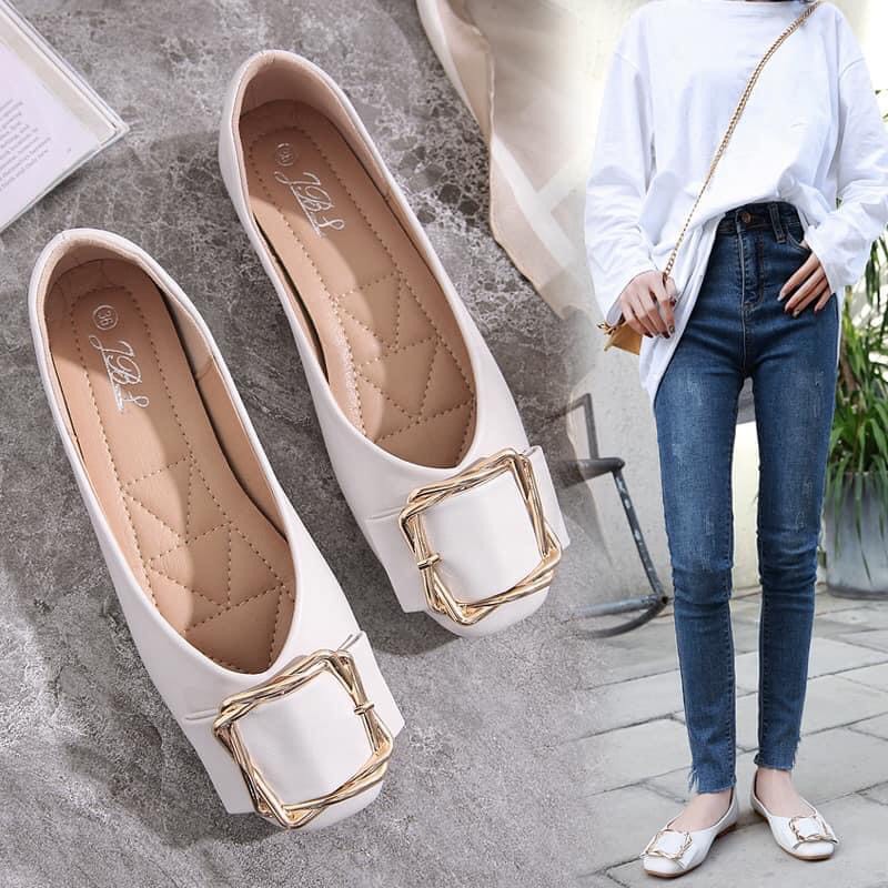 Giày bệt nữ tag khóa vuông tiểu thư, kiểu dáng Hàn Quốc siêu xinh