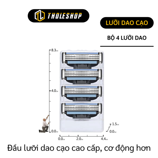 Dao cạo râu cho nam giới - Bộ 4 lưỡi dao cạo râu 3 lớp - Lưỡi dao cạo râu truyền thống - Lưỡi dao để làm sạch râu