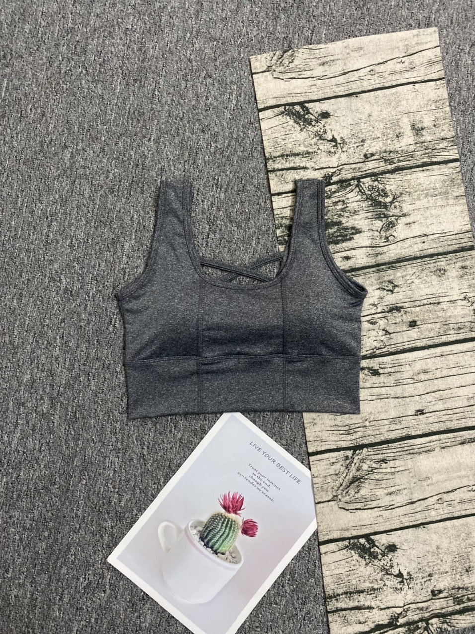 Áo bra tập Gym Yoga chất thun 4 chiều 2 dây đan chéo sau lưng