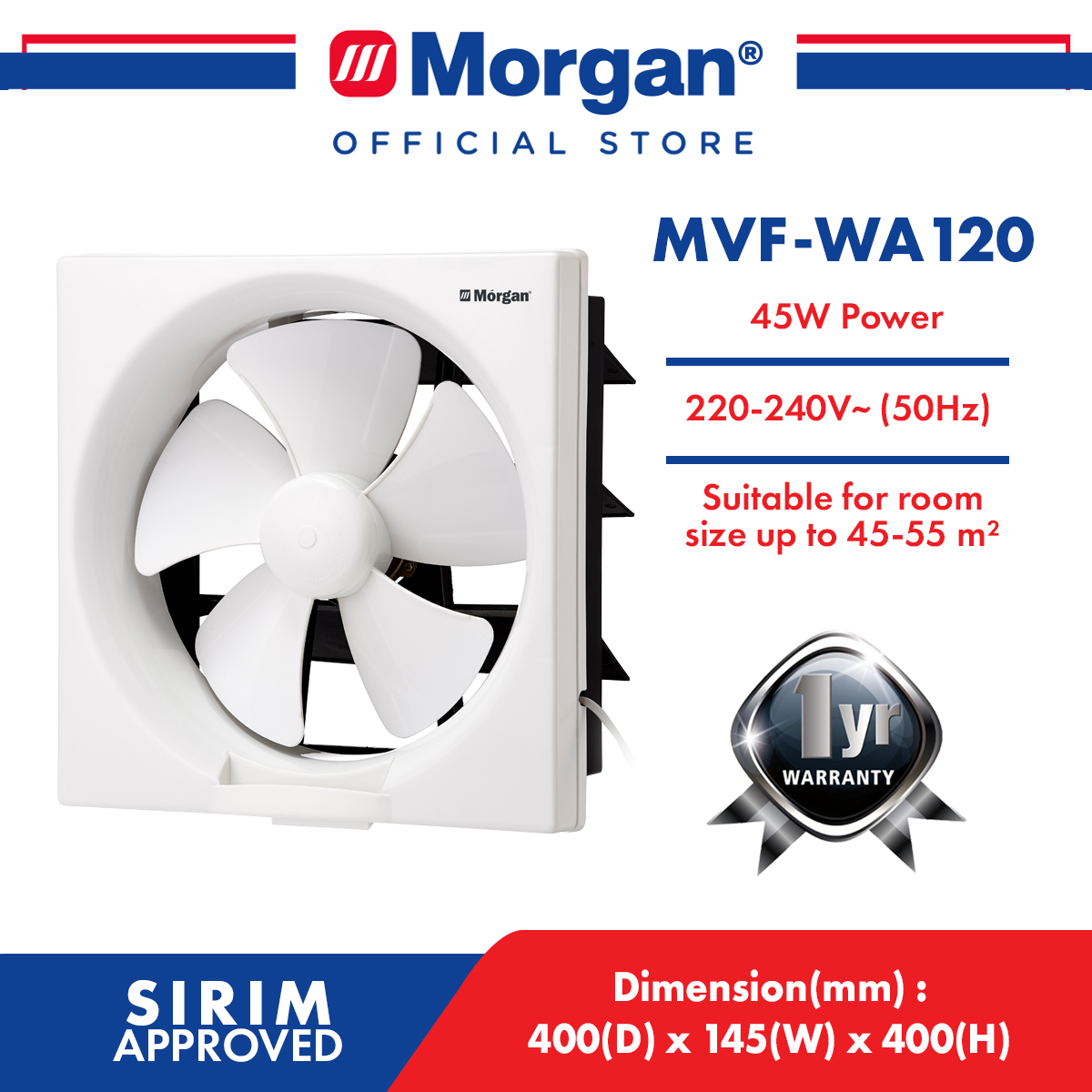MORGAN MVF-WA80/100/120 VENTILATING FAN 8"/10"/12"