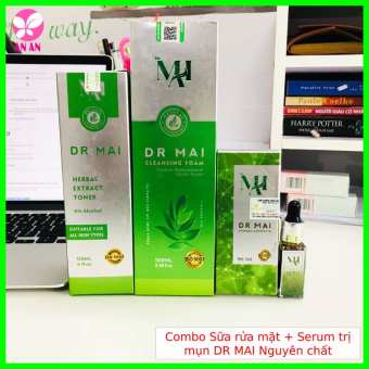 Combo Sữa rửa mặt Dr Mai + Serum ngừa mụn Dr Mai nguyên chất - Tặng kèm Toner - Hàng chính hãng