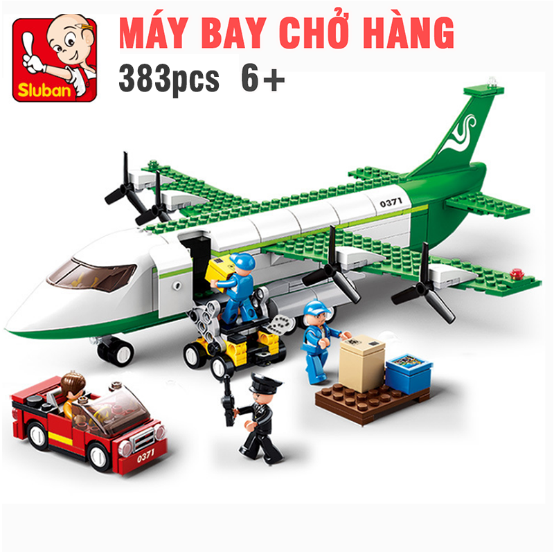 Bộ lắp ghép lego mô hình máy bay chở hàng / máy bay cứu thương gồm 383 /335 chi tiết đồ chơi trẻ em