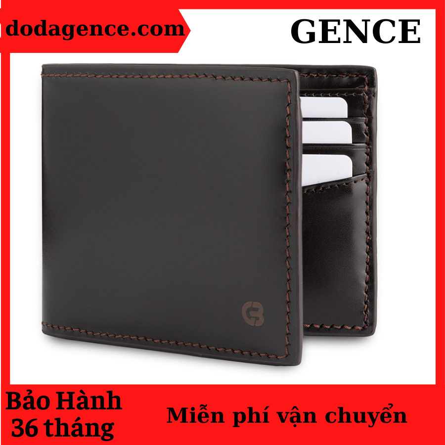 Ví nam, bóp nam thời trang da bò box cao cấp gence c06 nâu dáng ngang