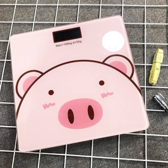 Cân sức khoẻ điện tử Personal Scale 180kg mặt kính cường lực hình heo hồng dễ thương, cân điện tử