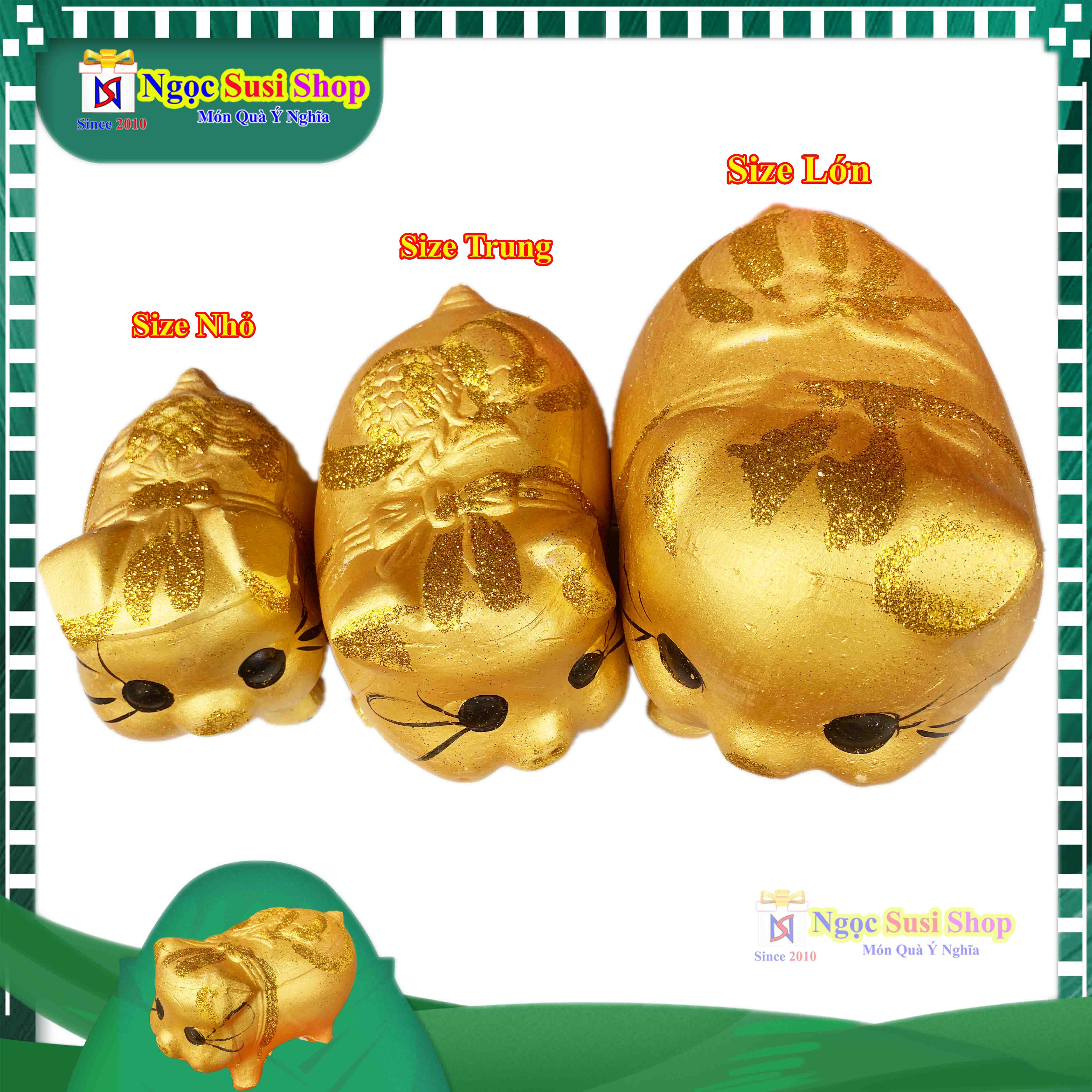 HEO ĐẤT TIẾT KIỆM VÀNG KIM TUYẾN HÀNG CỰC ĐẸP [MUA CHỌN SIZE NHÉ] - LỢN ĐẤT VÀNG