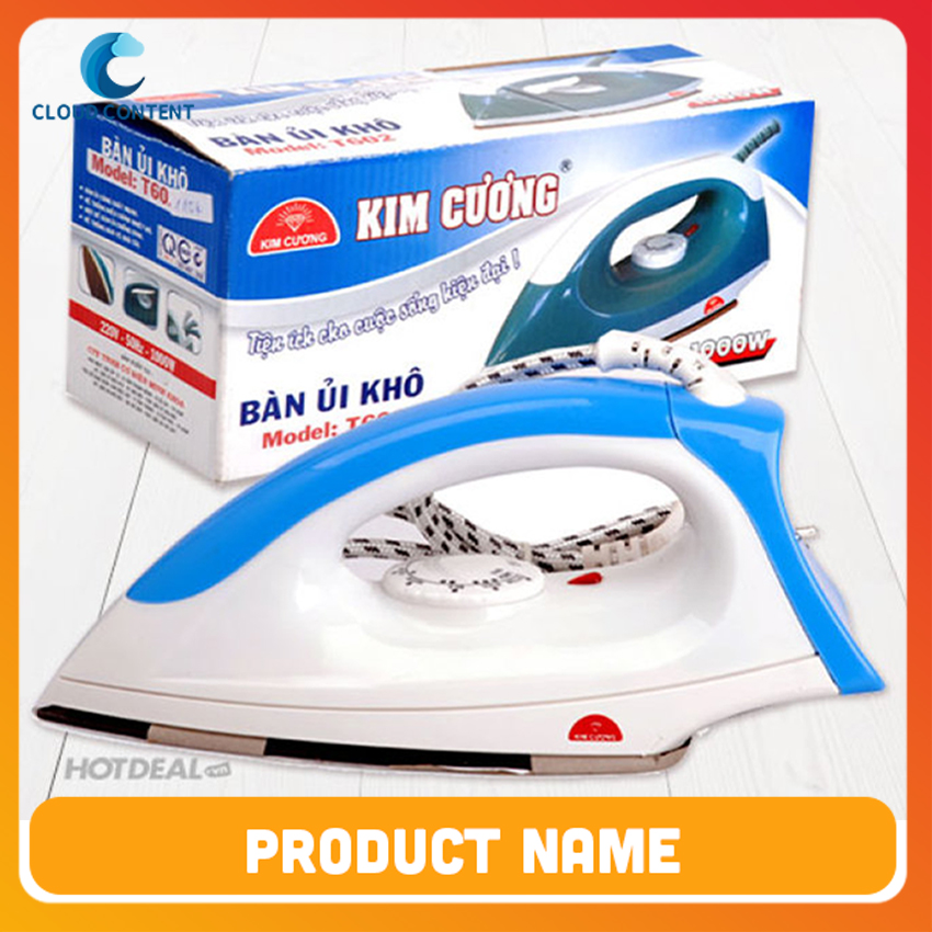 Bàn ủi khô cao cấp - Bàn là Kim Cương T602 - Bàn Là ủi phẳng quần áo có kiểm soát nhiệt độ cao cấp