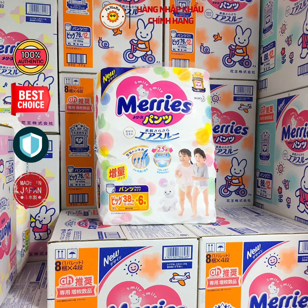Bỉm tã merries nội địa nhật - tã dán/quần merries nội địa nhật đủ size nb96/s88/m68/l50/m64/xl44