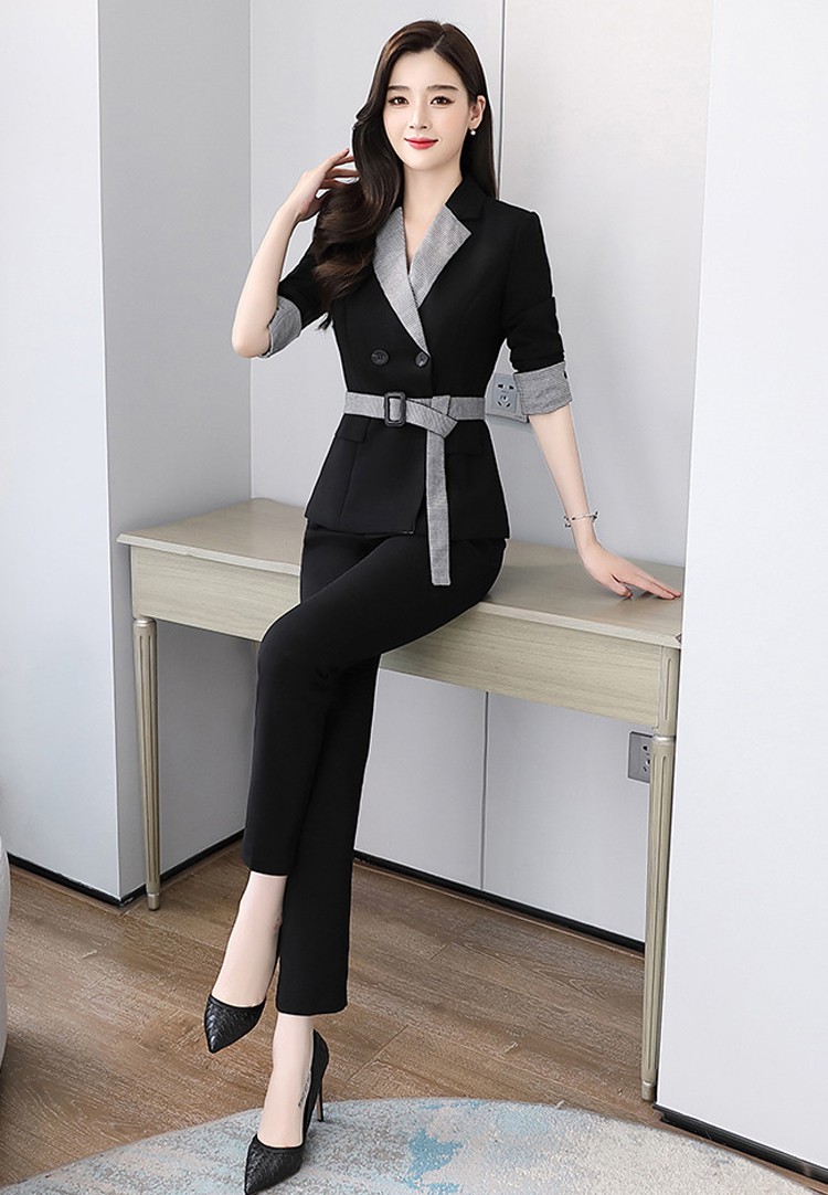Bộ vets nữ công sở dài tay phối caro kèm thắt lưng, lịch lãm, trẻ trung vena - ve02