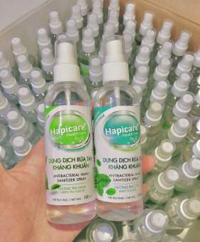 Chai xịt khuẩn mini HapiCare+ (100ml) / Dung dịch rửa tay sát khuẩn / Nước khử khuẩn / Xịt rửa tay khô