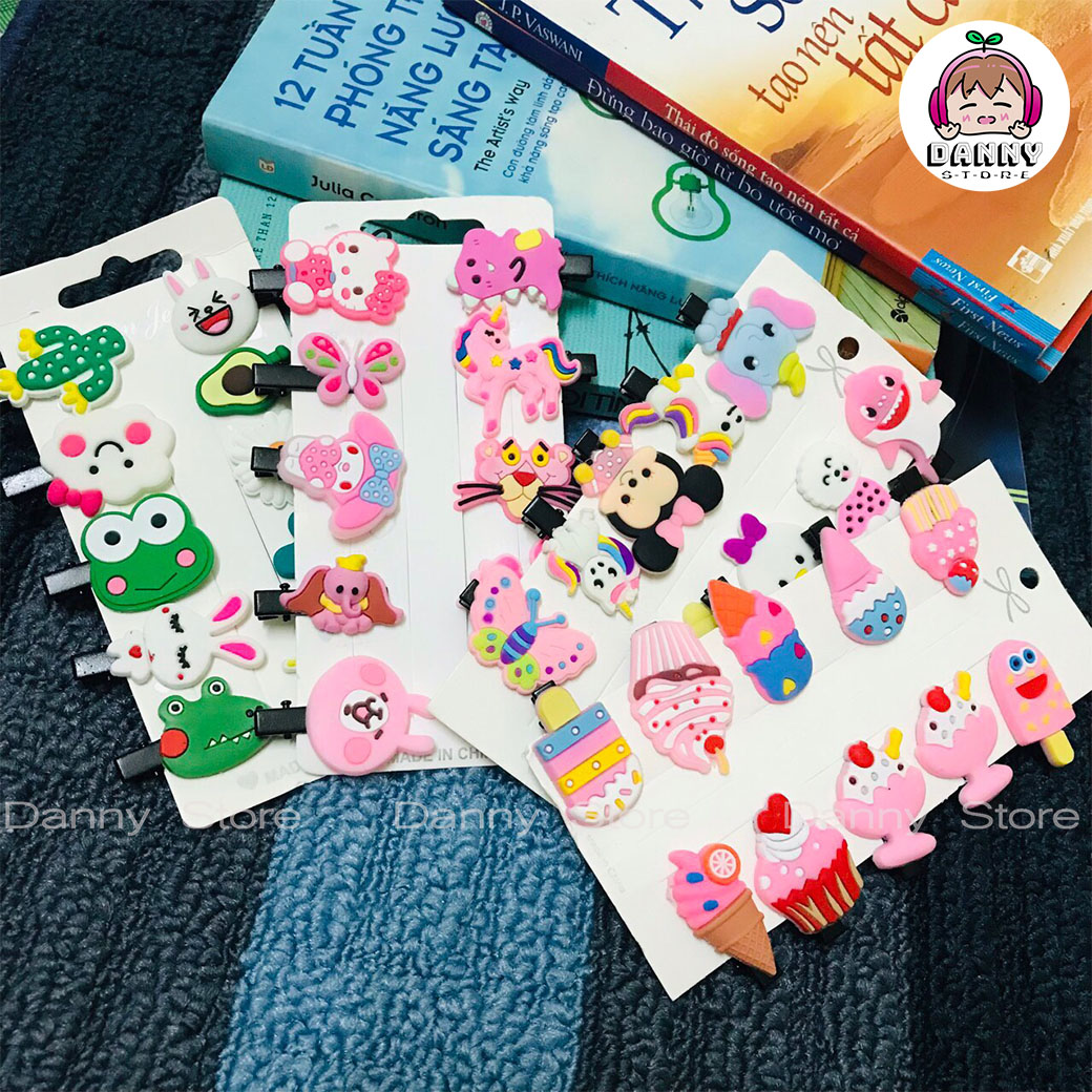 Set 10 kẹp tóc cho bé gái, Set 10 kẹp tóc hoạt hình dễ thương cho bé