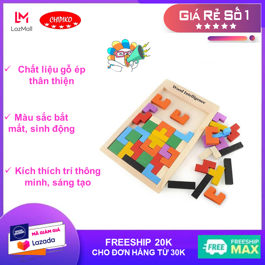 Đồ chơi ghép hình gỗ, xếp hình, lắp ráp, xếp gạch tư duy logic Montessori, giúp bé phát triển trí tuệ, nhận biết màu sắc, phát triển các giác quan cho trẻ nhỏ một cách toàn diện nhất