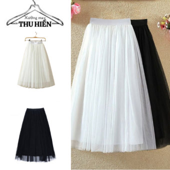 Chân váy voan xòe điệu đà tiểu thư, Chân váy dài vải voan xòe bồng nữ tính Xuongmaythuhien